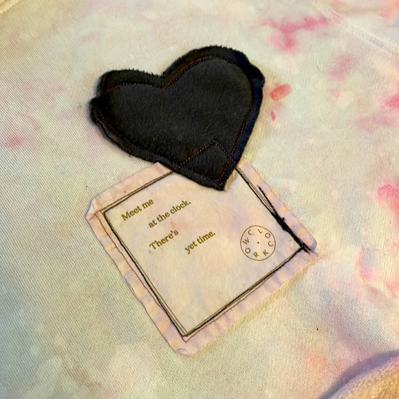 Upcycled bleach dyed recycled patch crop top hoodie - Picture 3 of 9